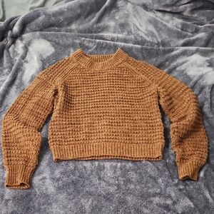 Universal Thread Cropped Crewneck Sweater - Camel